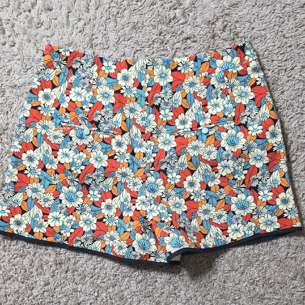 Zara Trafaluc High Waist Floral Women's Shorts - Multicolor, Size Large - Picture 5 of 7